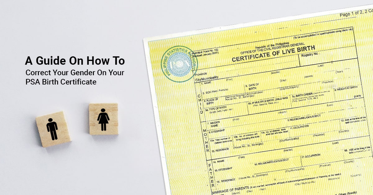 Correct your gender on your PSA birth certificate