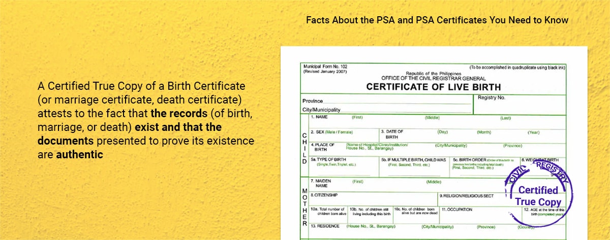Certified True Copy of Birth Certificate