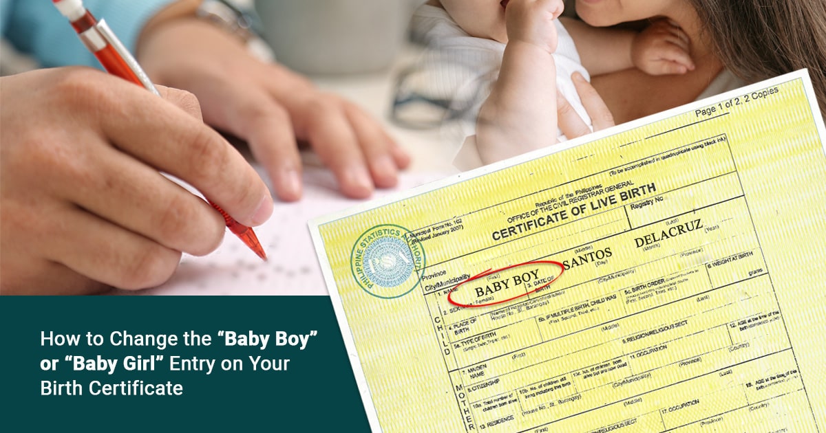 Change "Baby boy" or "Baby girl" as a first name on a birth certificate