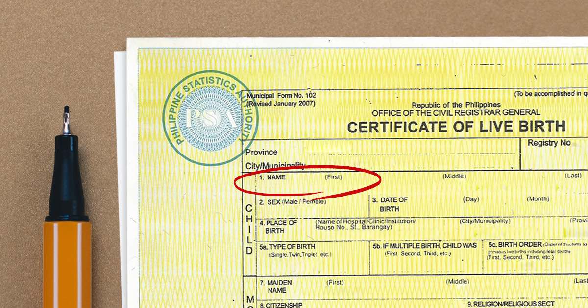 Information on how to change your first name in your PSA birth certificate