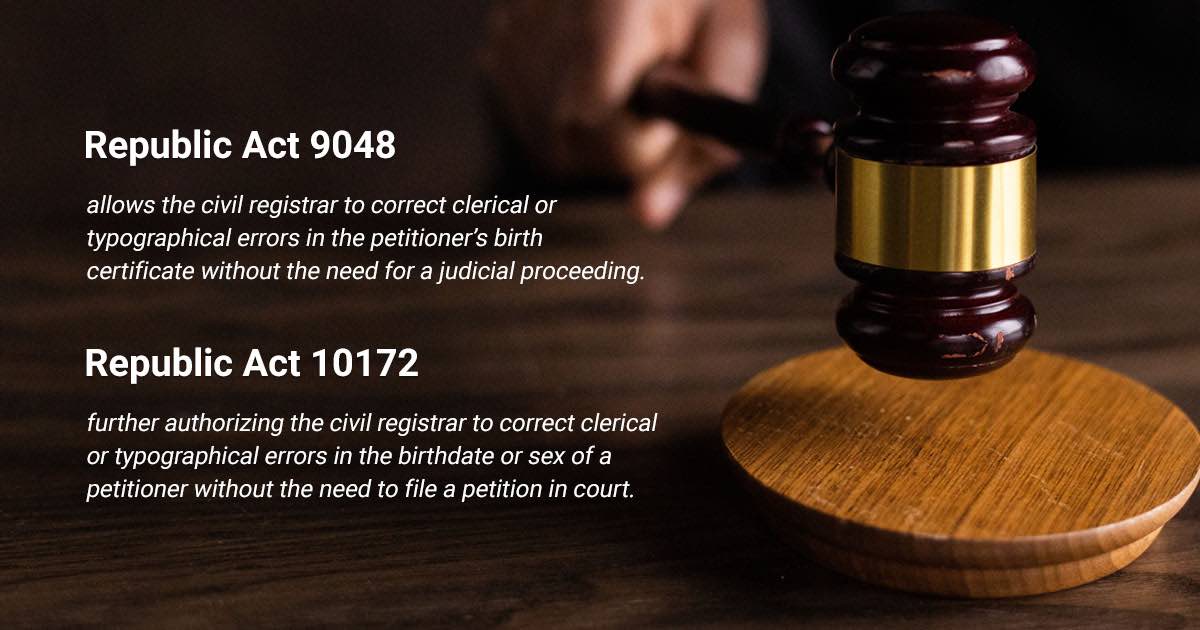 Petition for correction of clerical error; Petition for change of first name; petition for correction of erroneous entry in the date of birth, or the sex of the person.