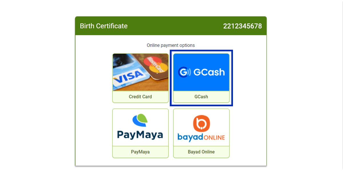 Gcash payment instructions for PSA birth certificate online