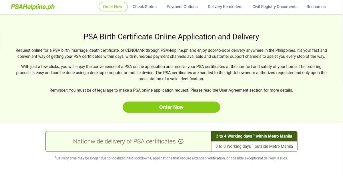 Order your PSA birth certificate online