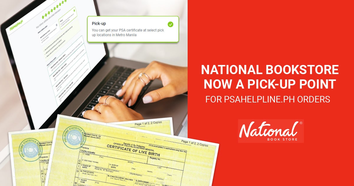 Claim your PSA birth certificate orders at your favorite National Book Store branch.