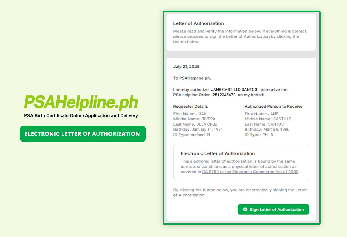 A sample of an authorization letter