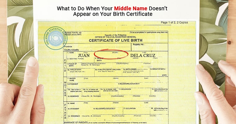 Solution for the missing middle name on your birth certificate.