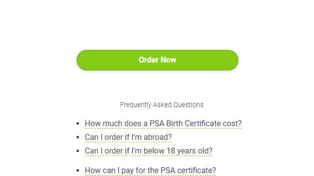Order your  PSA birth certificate online