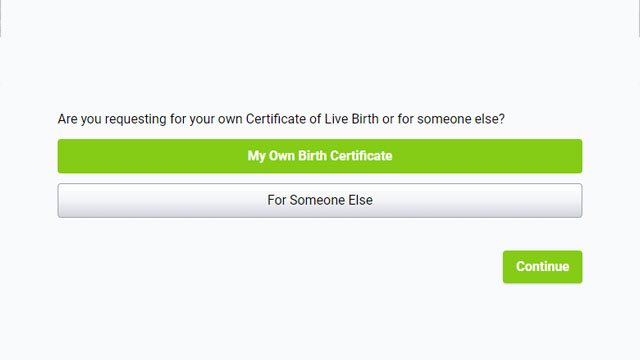 Request for a PSA birth certificate online for yourself and others