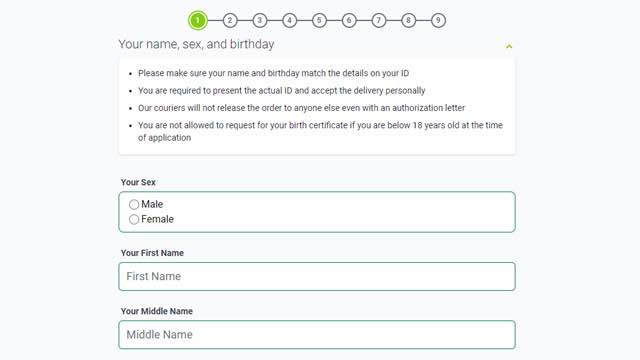 Information needed when requesting for  PSA birth certificate online