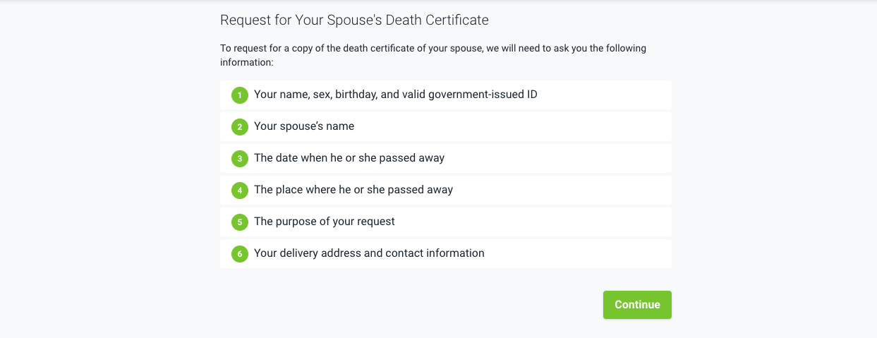 Requirements needed when requesting for PSA death certificate online
