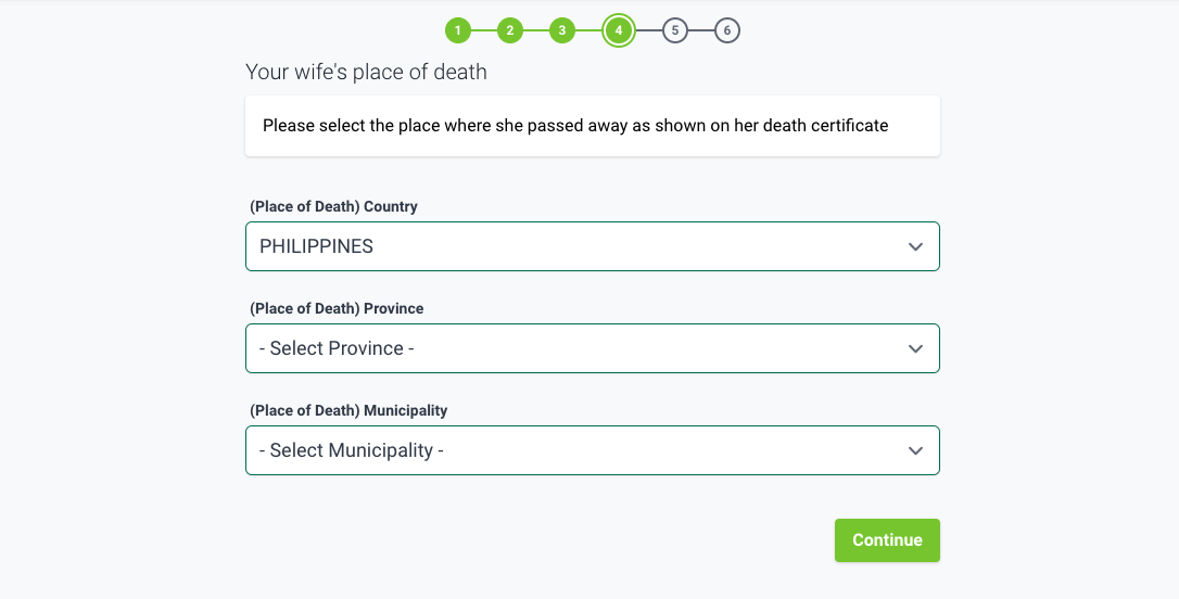 Place of death of the subject of a PSA death certificate
