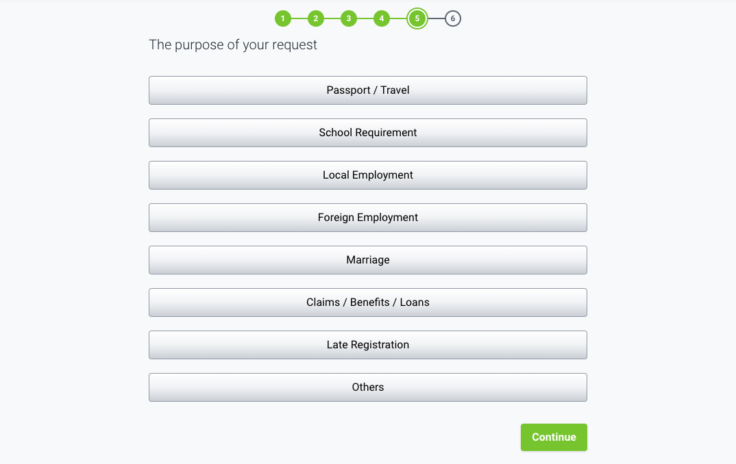 Reason for requesting PSA death certificate online