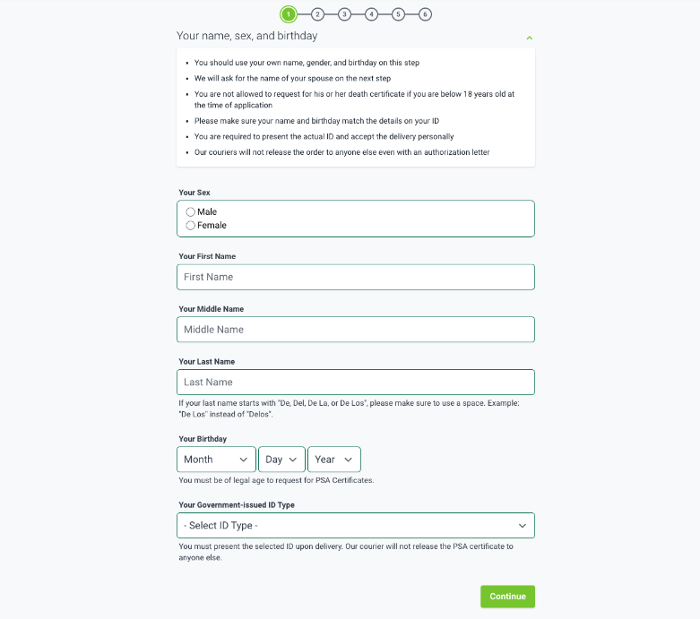 Information needed when requesting for PSA death certificate online