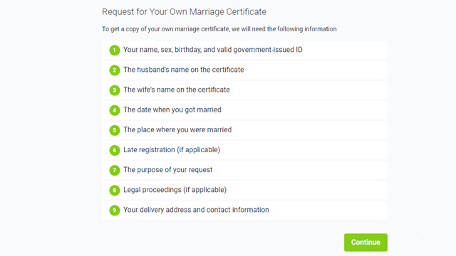 Requirements needed when requesting for PSA marriage certificate online