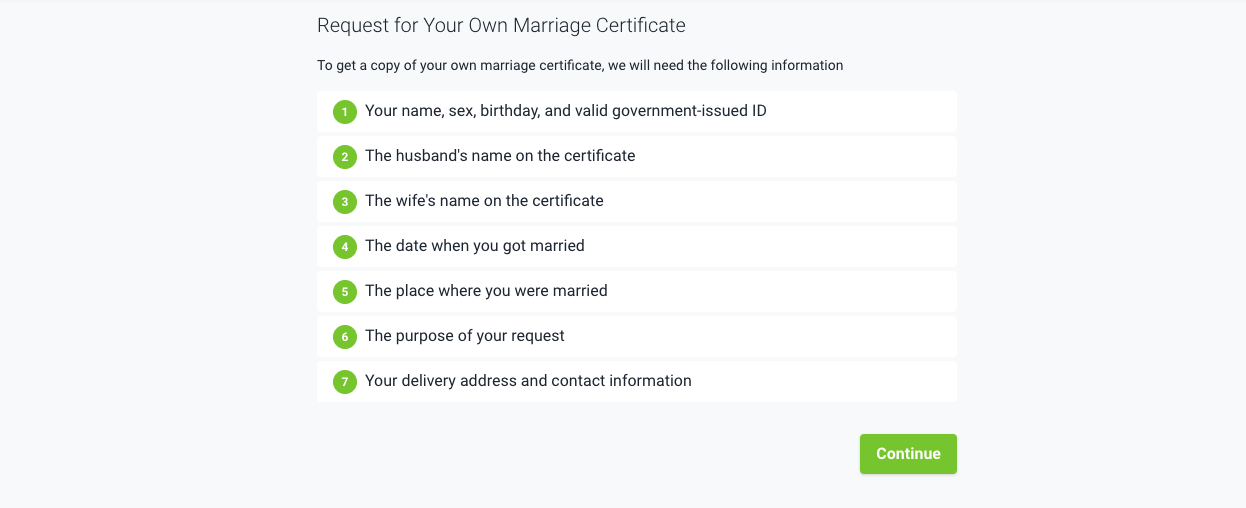 Requirements needed when requesting for PSA marriage certificate online
